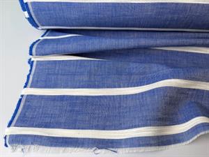Fastvævet hør / bomuld - stripes fresh blue