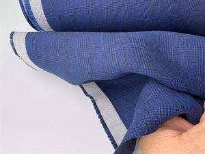 Fastvævet hør - checks intense blue