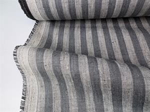 Fastvævet hør - rustic grey stripes