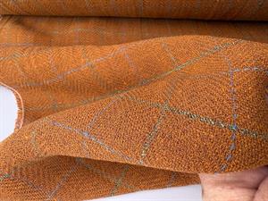 Fastvævet hør - rustbrun med tern