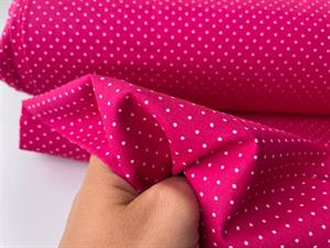 Fastvævet bomuld - mini dots på mørk pink bund 