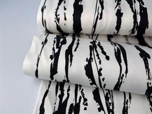 Fastvævet bomuld med stræk - art stripes white/black
