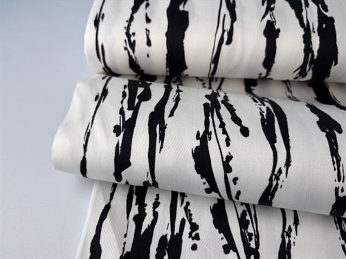 Fastvævet bomuld med stræk - art stripes white/black