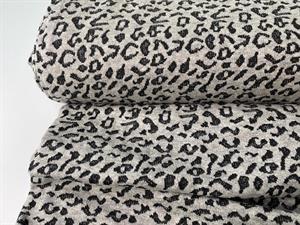Strik jersey - leopard print i grå og sort