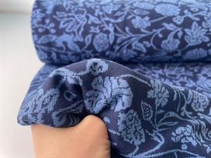 Strik jersey - smukke blå blomster 