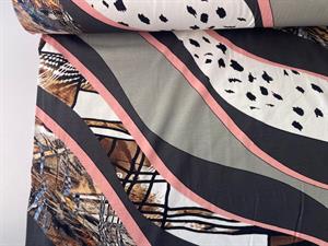 Viscosejersey - skønt mønster i fine farver 