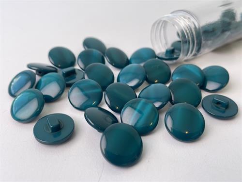 Øjeknap - petrol med flot shine, 16mm