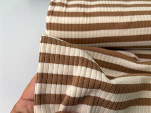 Bomuldsjersey - klassisk dropneedle med strib i beige