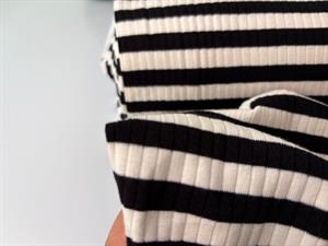 Bomuldsjersey - klassisk dropneedle med strib i sort