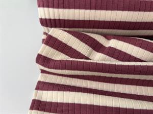 Bomuldsjersey - klassisk dropneedle med strib i plum