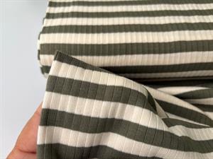 Bomuldsjersey - klassisk dropneedle med strib i army