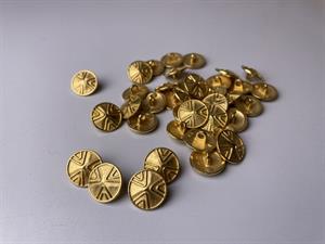 Metal knap - flot mat guld, 15 mm