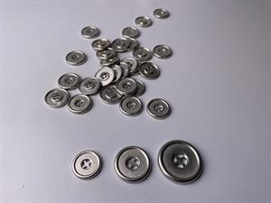 Metal knap - flot sølv ca. 17 mm