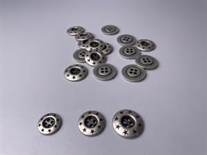 Metal knap - med stjerner, 15 mm