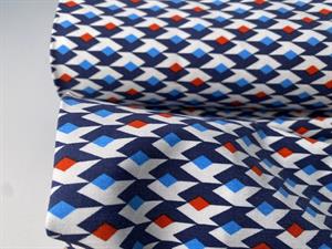 Bengalin lignende buksestof - cool motiver i blå toner