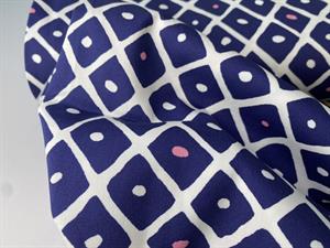 Twillvævet bengalin lignende buksestof - navyblue checks