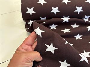 Bomuldsjersey - brun med store hvide stjerner 