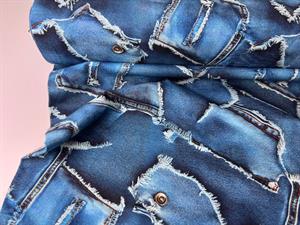 Bomuldsjersey - cool lommer i denim look