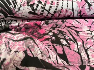 Viscosejersey - vintage print i rosa og sorte toner