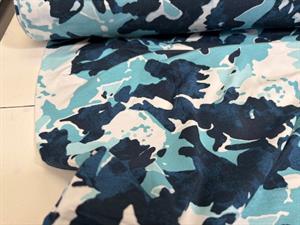 Viscosejersey - camouflage i blå toner