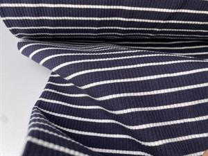 Ribjersey - stribet i navy / offwhite, smal