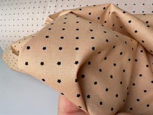 Poplin med stræk - blid beige med micro stjerner i top kvalitet