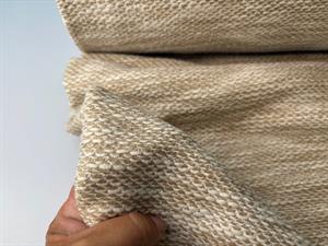 Strikjersey - i offwhite og beige toner med sølv glitter