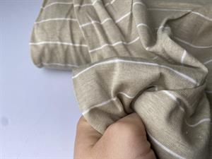Bomuldsjersey - beige med hvide striber