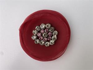 Broche - blomst med rhinsten, 1 stk.