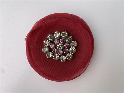Broche - blomst med rhinsten, 1 stk.