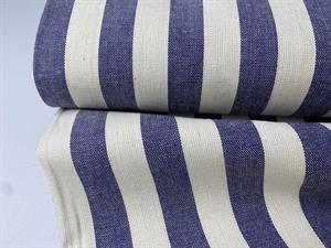 Deko canvas - lækre striber i jeansblå / ecru