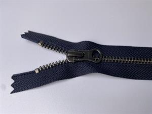 Lynlås - ikke delbar, marineblå med metaltænder, 17 cm