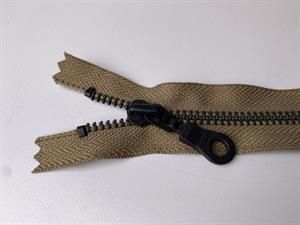 Lynlås - ikke delbar, brun med metaltænder, 21 cm