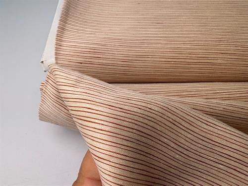 Fastvævet viscose - beige med smalle brune striber 