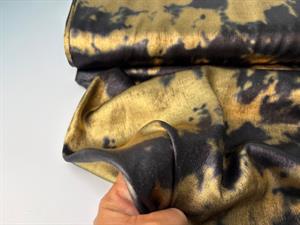 Fastvævet viscose - mønster i sort og guld