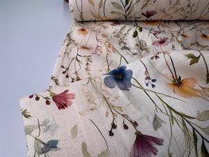 Vævet hør / viscose - flotte vilde blomster