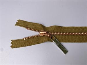 Lynlås - ikke delbar, sennepsgrøn med metaltænder, 12 cm