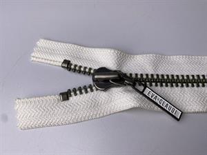 Lynlås - ikke delbar, offwhite med meget grove metaltænder, 15 cm