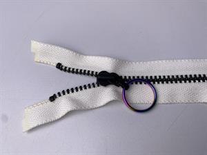 Lynlås - ikke delbar, offwhite med metaltænder, 30 cm