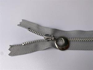 Lynlås - ikke delbar, grå med metaltænder, 13 cm