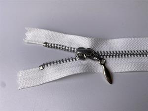 Lynlås - ikke delbar, offwhite med metaltænder, 13 cm