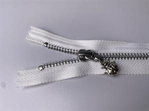 Lynlås - ikke delbar, offwhite med metaltænder, 20 cm