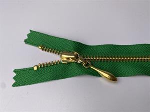 Lynlås - ikke delbar, græsgrøn med metaltænder, 20 cm