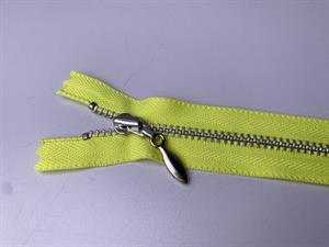 Lynlås - ikke delbar, neongul med metaltænder, 13 cm