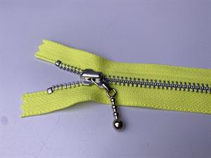 Lynlås - ikke delbar, neongul med metaltænder, 16 cm