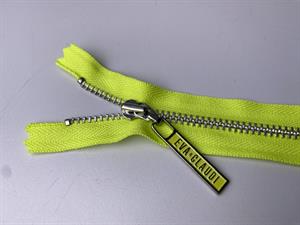 Lynlås - ikke delbar, neongul med metaltænder, 13 cm