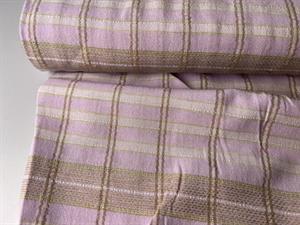 Fastvævet - smukke tern i pastel lilla med glimmer stribe