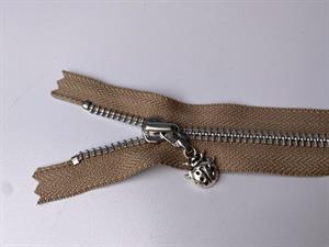 Lynlås - ikke delbar, mørk sand med metaltænder, 13 cm