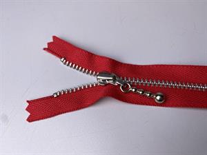 Lynlås - ikke delbar, intens mørk koralrød med metaltænder, 13 cm