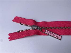 Lynlås - ikke delbar, intens pink med metaltænder, 13 cm
